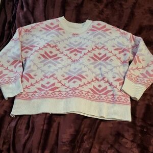 Sincerely Jules Pink Purple and White Fairisle Snowflake❄️ Sweater